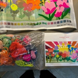 Hannah Bass Blooming Marvelous Needlepoint kit, partially completed